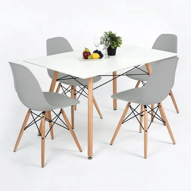 Alt view image 6 of 7 - Pre Assembled Modern Style Dining Chair Mid Century Modern DSW Chair, Shell Lounge Plastic Chair for Kitchen, Dining, Bedroom, Living Room Side Chairs Set of 4(Gray)