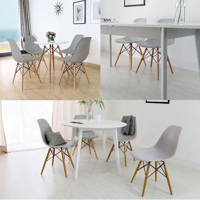 Alt view image 7 of 7 - Pre Assembled Modern Style Dining Chair Mid Century Modern DSW Chair, Shell Lounge Plastic Chair for Kitchen, Dining, Bedroom, Living Room Side Chairs Set of 4(Gray)