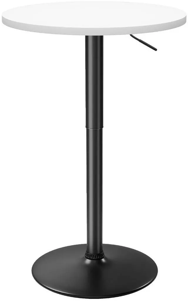 Main image of Bistro Pub Table Height Adjustable Round Bar Table 27.4-36 Inches, 360°Swivel Cocktail Table for Dining Room, Party, Café (1, White-Black)