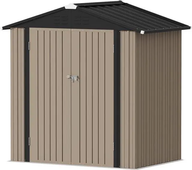 Main image of Outdoor Storage Shed 6 x 4 FT Lockable Metal Garden Shed Steel Anti-Corrosion Storage House with Double Lockable Door for Backyard Outdoor Patio (Brown)