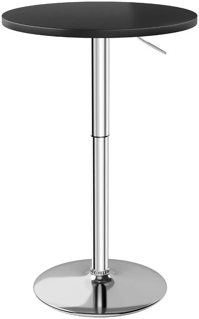 Main image of Round Bistro Pub Table 23.6 Inch Height Adjustable 360° Swivel Bar Table Metal Base for Pub, Dining Room, Party (1, Black-Silver)