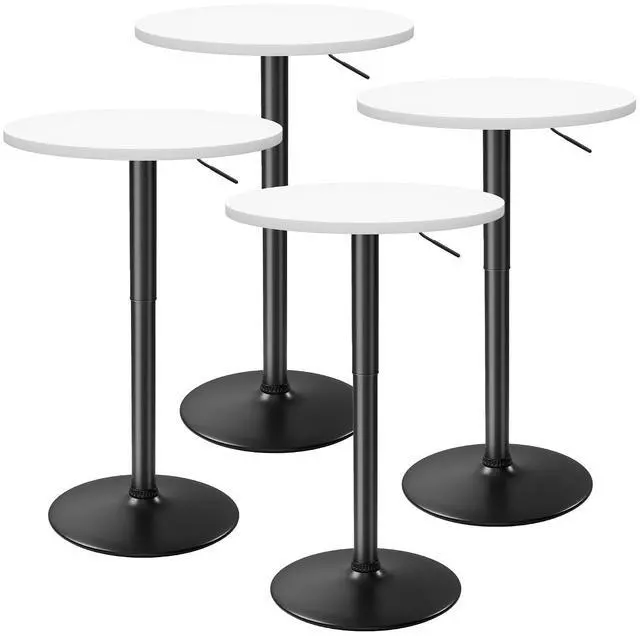 Main image of Bistro Pub Table Height Adjustable Round Bar Table 27.4-36 Inches, 360°Swivel Cocktail Table for Dining Room, Party, Café (4, White-Black)