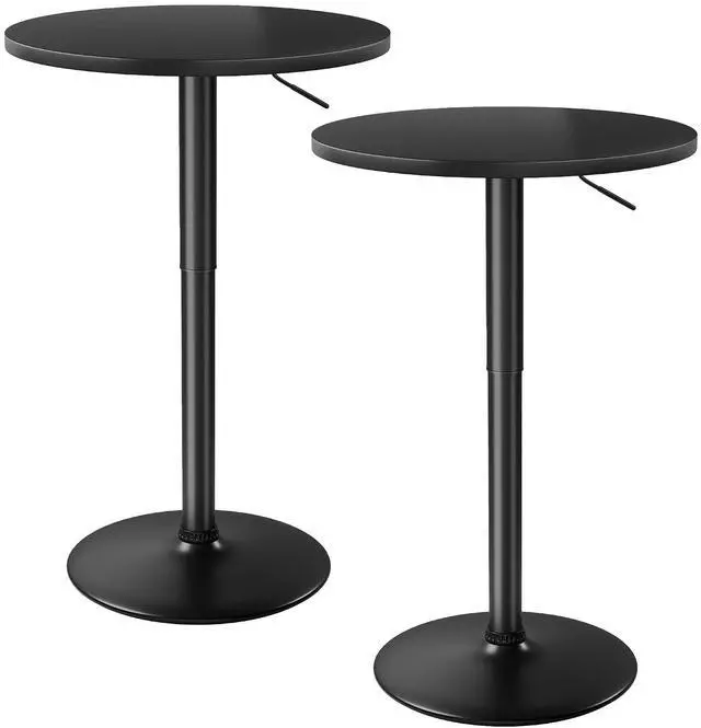 Main image of Bistro Pub Table Height Adjustable Round Bar Table 27.4-36 Inches, 360°Swivel Cocktail Table for Dining Room, Party, Café (2, Black)