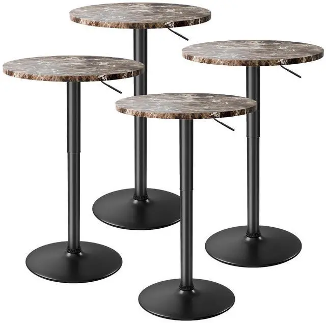 Main image of Bistro Pub Table Height Adjustable Round Bar Table 27.4-36 Inches, 360°Swivel Cocktail Table for Dining Room, Party, Café (4, Marble-Black)