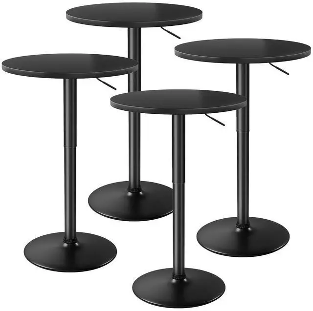 Main image of Bistro Pub Table Height Adjustable Round Bar Table 27.4-36 Inches, 360°Swivel Cocktail Table for Dining Room, Party, Café (4, Black)