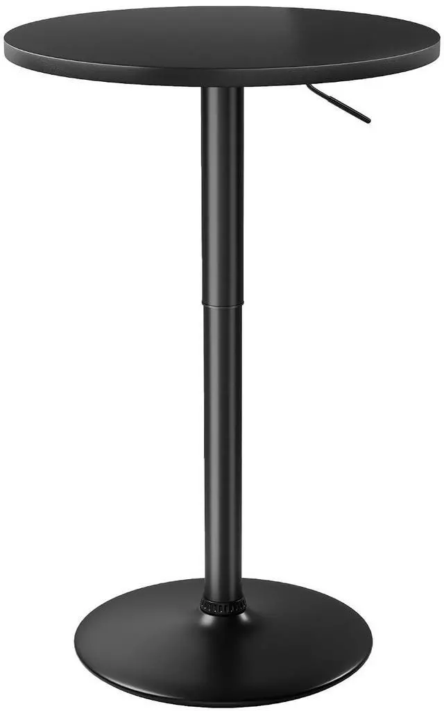 Main image of Round Bistro Pub Table 23.6 Inch Height Adjustable 360° Swivel Bar Table Metal Base for Pub, Dining Room, Party (1, Full Black)