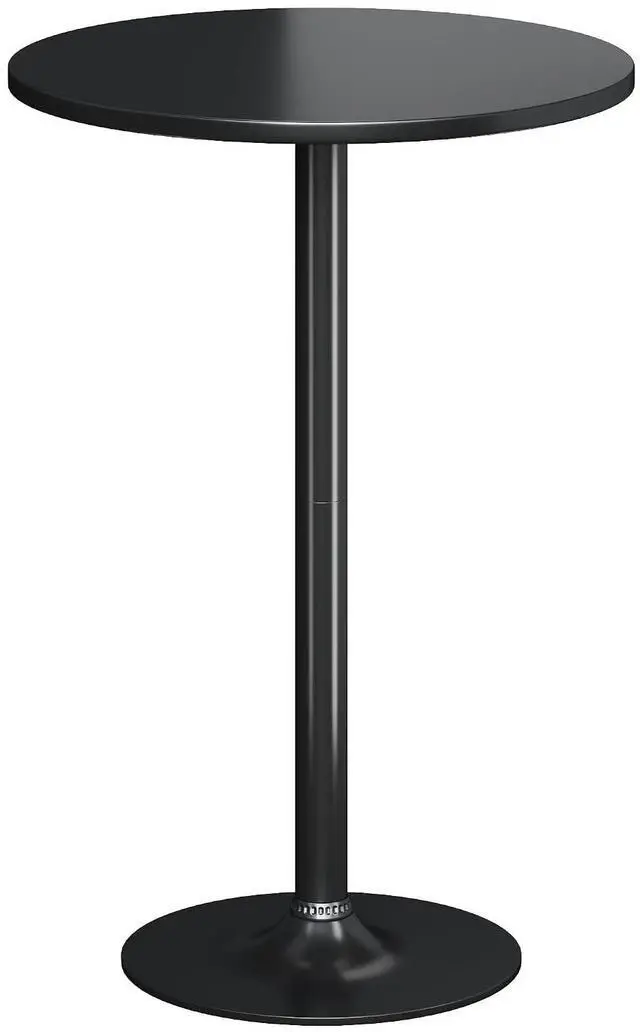 Main image of Round Bistro Pub Table Modern Style Metal Base MDF Top Cocktail Bar Table Counter Bar Height for Pub, Dining Room, Party (1, Full Black)