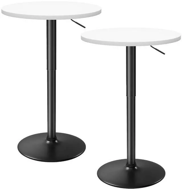 Main image of Bistro Pub Table Height Adjustable Round Bar Table 27.4-36 Inches, 360°Swivel Cocktail Table for Dining Room, Party, Café(2, White-Black)