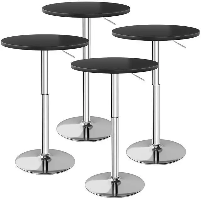 Main image of Bistro Pub Table Height Adjustable Round Bar Table 27.4-36 Inches, 360°Swivel Cocktail Table for Dining Room, Party, Café (4, Black-Silver)