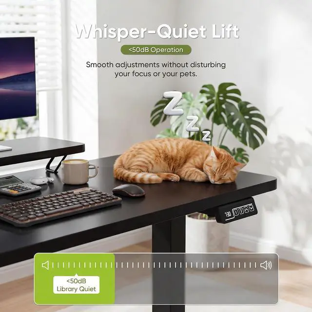 Alt view image 4 of 7 - Electric Standing Desk, 47 x 24 Inches Sit Stand up Desk, Sit Stand Height Adjustable Home Office Desk with Monitor Stand (Black, 47)