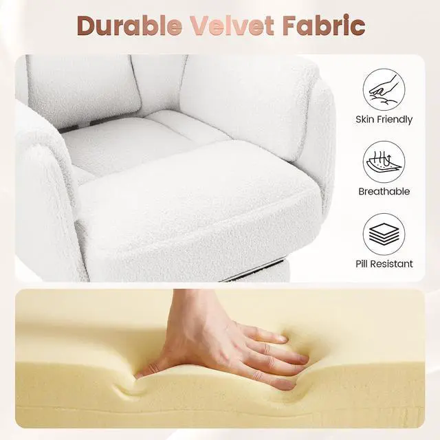 Alt view image 6 of 7 - Big and Tall Gaming Chair, Ergonomic Office Chair with footrest, 180°Flip Armrests Gaming Chair Criss Cross Legged, Wide Seat Reclining Vanity Chair (Teddy Fabric, White)