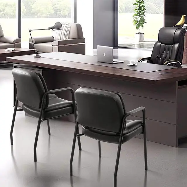 Alt view image 2 of 7 - Office Guest Chair Reception Chair for Office Reception Lobby PU Leather Waiting Room Chair with Armrests Executive Office Chair Upholstered Set of 2