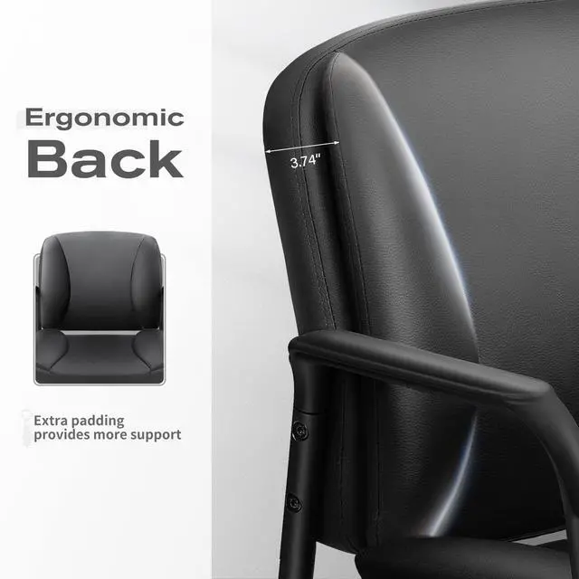 Alt view image 4 of 7 - Office Guest Chair Reception Chair for Office Reception Lobby PU Leather Waiting Room Chair with Armrests Executive Office Chair Upholstered Set of 2