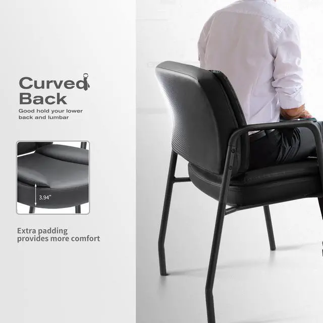 Alt view image 6 of 7 - Office Guest Chair Reception Chair for Office Reception Lobby PU Leather Waiting Room Chair with Armrests Executive Office Chair Upholstered Set of 2