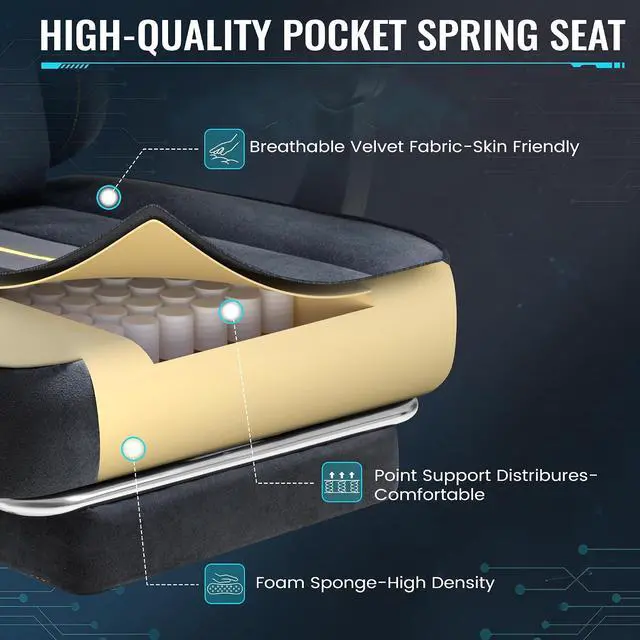 Alt view image 5 of 7 - Gaming Chair with Massage & Footrest, Ergonomic Computer Office Chair, High-Back Racing Style Reclining Chair with Adjustable Lumbar Support, Breathable Tech Fabric for Adults (Dark Black)