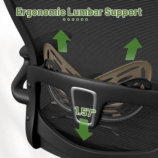 Alt view image 4 of 7 - Ergonomic Office Chair Executive High Back Computer Desk Chair with 3D Headrest, Adjustable Lumbar Support Armrests for Home Office (Black)