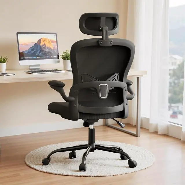 Alt view image 7 of 7 - Ergonomic Office Chair Executive High Back Computer Desk Chair with 3D Headrest, Adjustable Lumbar Support Armrests for Home Office (Black)