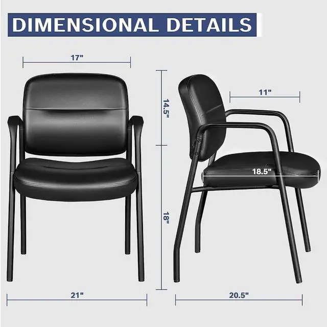 Alt view image 3 of 7 - Office Guest Chair Reception Chair for Office Reception Lobby PU Leather Waiting Room Chair with Armrests Executive Office Chair Upholstered Set of 2