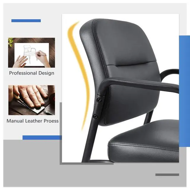 Alt view image 5 of 7 - Office Guest Chair Reception Chair for Office Reception Lobby PU Leather Waiting Room Chair with Armrests Executive Office Chair Upholstered Set of 2
