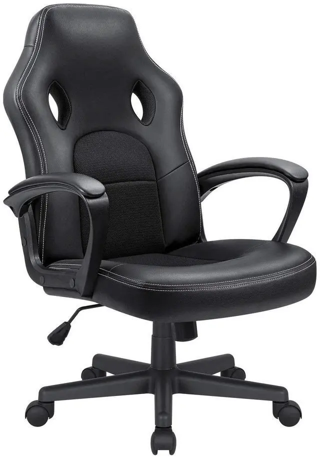 Main image of Office Gaming Chair High Back Leather Computer Chairs Ergonomic Height Adjustable Racing Game Desk Chair Executive Conference Task Chair (Black)