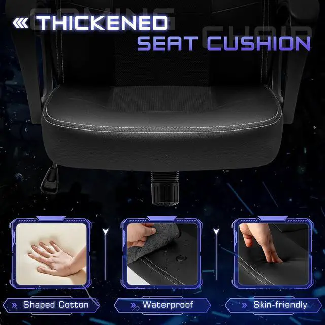 Alt view image 6 of 7 - Office Gaming Chair High Back Leather Computer Chairs Ergonomic Height Adjustable Racing Game Desk Chair Executive Conference Task Chair (Black)