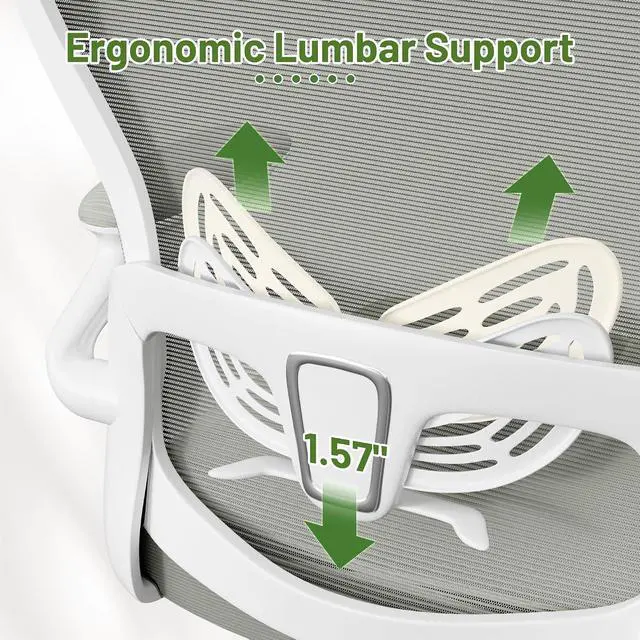 Alt view image 6 of 7 - Ergonomic Office Chair Executive High Back Computer Desk Chair with 3D Adjustable Headrest, Adjustable Lumbar Support Armrests for Home Office (Light Gray)