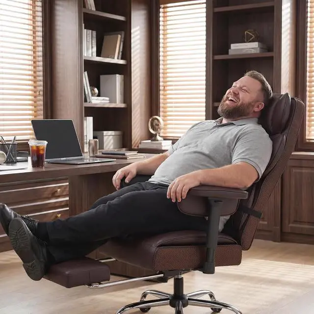 Alt view image 2 of 7 - Big and Tall Gaming Chair Executive Ergonomic Office Chair with Foot Rest, Leather High Back 400LBS Heavy Duty Computer Chair with Lumbar Support