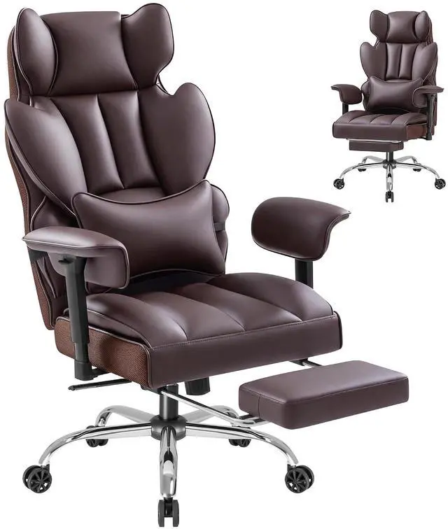 Main image of Big and Tall Gaming Chair Executive Ergonomic Office Chair with Foot Rest, Leather High Back 400LBS Heavy Duty Computer Chair with Lumbar Support