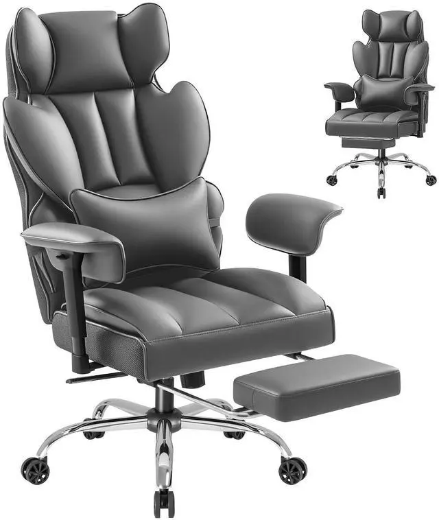 Main image of Big and Tall Gaming Chair Executive Ergonomic Office Chair with Foot Rest, Leather High Back 400LBS Heavy Duty Computer Chair with Lumbar Support