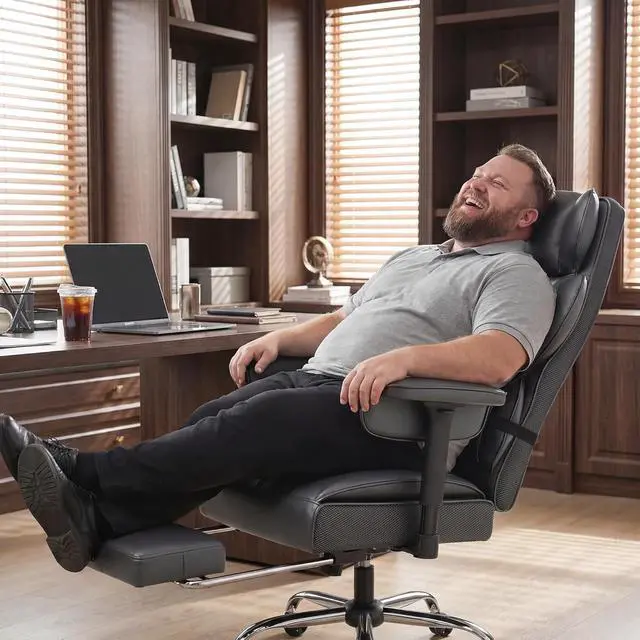 Alt view image 2 of 7 - Big and Tall Gaming Chair Executive Ergonomic Office Chair with Foot Rest, Leather High Back 400LBS Heavy Duty Computer Chair with Lumbar Support