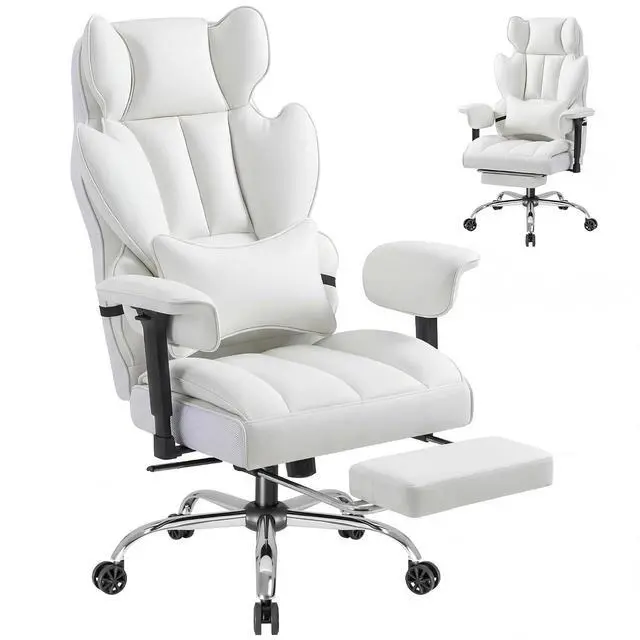 Main image of Big and Tall Gaming Chair Executive Ergonomic Office Chair with Foot Rest, Leather High Back 400LBS Heavy Duty Computer Chair with Lumbar Support
