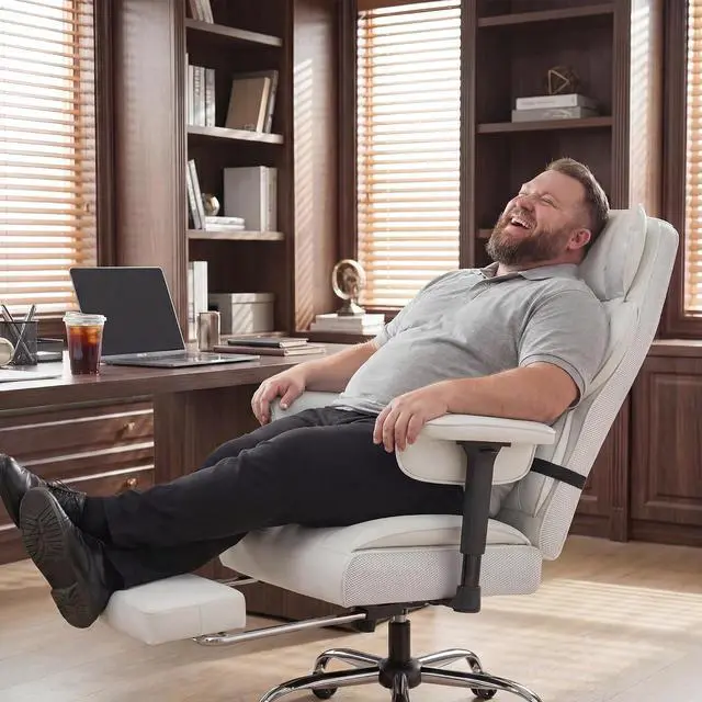 Alt view image 2 of 7 - Big and Tall Gaming Chair Executive Ergonomic Office Chair with Foot Rest, Leather High Back 400LBS Heavy Duty Computer Chair with Lumbar Support