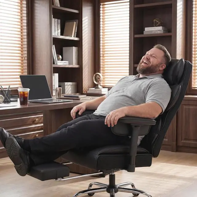 Alt view image 2 of 7 - Big and Tall Gaming Chair Executive Ergonomic Office Chair with Foot Rest, Leather High Back 400LBS Heavy Duty Computer Chair with Lumbar Support