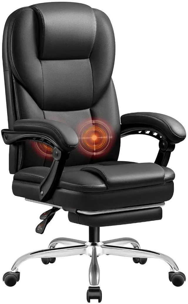 Main image of Massage Big and Tall Executive Chair with Footrest and Lumbar Support, 400LBS Reclining Ergonomic High Back Chair for Home Office (Black)