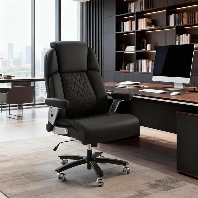 Alt view image 2 of 7 - 500lbs Big and Tall Office Chair Heavy Duty Desk Chair for Heavy People, Adjustable Lumbar Support & Height, High Back Ergonomic Executive Computer Chair