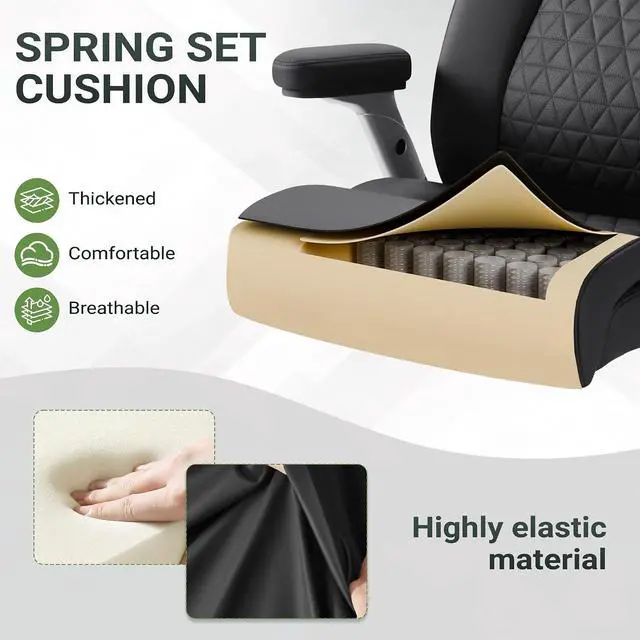Alt view image 5 of 7 - 500lbs Big and Tall Office Chair Heavy Duty Desk Chair for Heavy People, Adjustable Lumbar Support & Height, High Back Ergonomic Executive Computer Chair