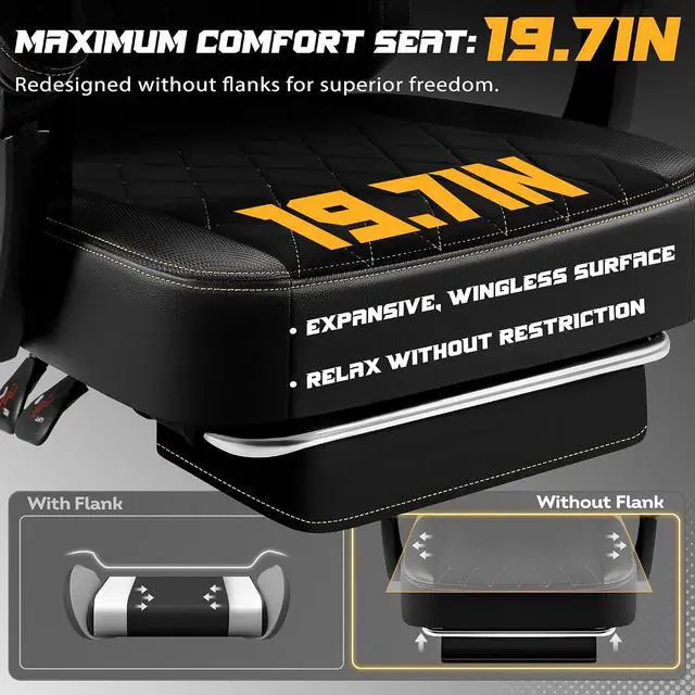 Alt view image 6 of 7 - Big and Tall Gaming Chair with Adjustable Lumbar Support, Breathable Fabric Ergonomic Computer Office Chair, High-Back Reclining Video Game Chair with Footrest for Adults (Black)