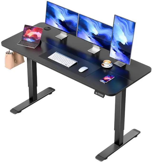 Main image of Standing Desk Electric Adjustable Desk Large 55 x 24 Sit Stand Up Desk Home Office Computer Desk Memory Preset with T-Shaped Metal Bracket, Black