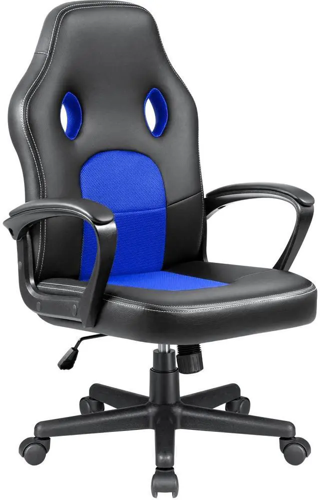 Main image of Office Exectuive Chair High Back Leather Gaming Chair Managerial Home Desk Chair Height Adjustable Computer Chair Racing Style Ergonomic Swivel Task Chair with Arms (Blue)