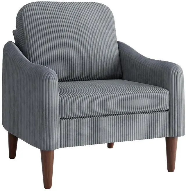 Main image of Corduroy Fabric Club Chair, Accent Barrel Chair, Furry Sherpa Elegant Armchair with Cozy Soft Padded, Suitable for Reception Room Bedroom Living Room Office (Gray)