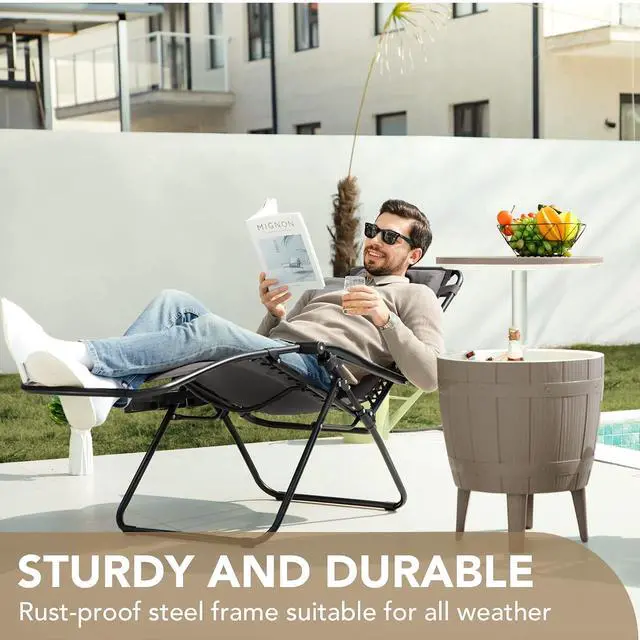 Alt view image 5 of 7 - Patio Zero Gravity Chair Outdoor Free Folding Adjustable Chaise Lounge Chairs Beach Pool Side Using Reclining with Pillow Set of 2 (Black)