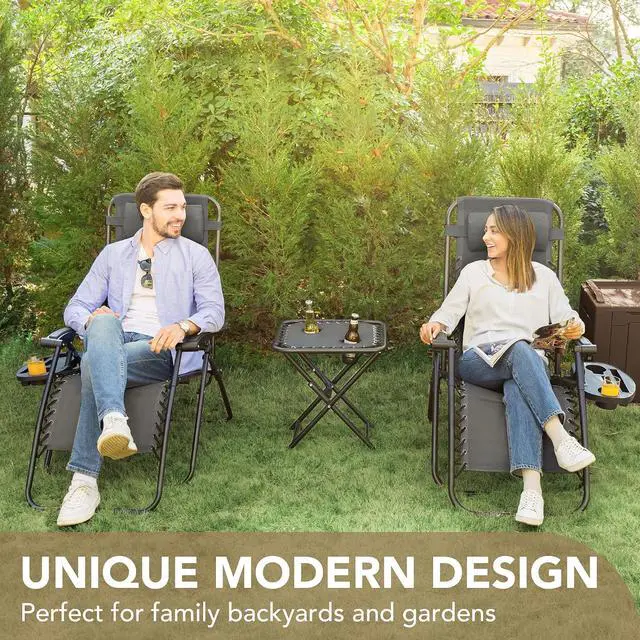Alt view image 7 of 7 - Patio Zero Gravity Chair Outdoor Free Folding Adjustable Chaise Lounge Chairs Beach Pool Side Using Reclining with Pillow Set of 2 (Black)