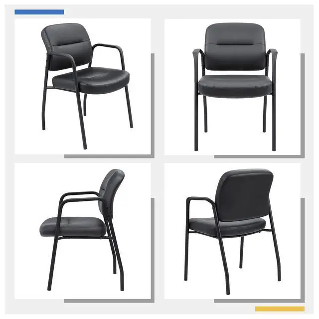 Alt view image 4 of 7 - Office Guest Chair Reception Chair for Office Reception Lobby PU Leather Waiting Room Chair with Armrests Executive Office Chair Upholstered Set of 2