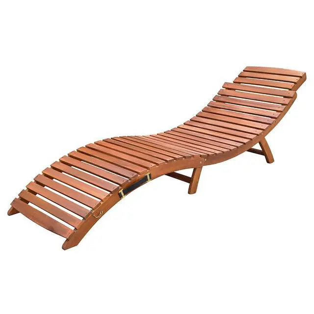 Alt view image 6 of 7 - Patio Chaise Pool Lounge Outdoor Folding Wooden Lounge Chair for Outside Waterproof Lounge Chair (1Piece)