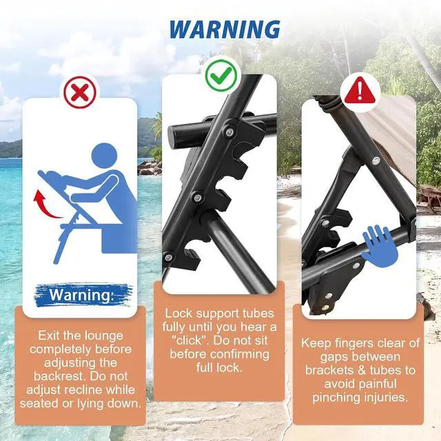 Alt view image 6 of 7 - Beach Lounge Chair, Outdoor Sun Tanning Chair with Face Hole, Heavy Duty Folding Portable Lay Chaise Lounge Chairs for Outside Beach Pool Camping Patio, Beige
