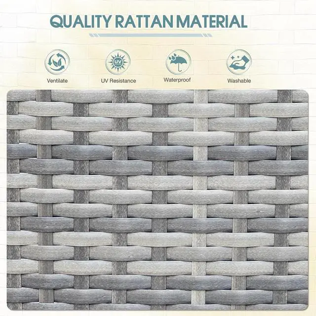 Alt view image 6 of 7 - Outdoor Pool Towel Rack Patio Waterproof Rattan Wicker Storage Cabinet Shed with Shelves & Drawer (Grey)