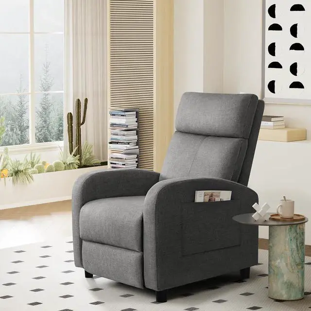Alt view image 2 of 7 - Massage Recliner Chair for Living Room Adjustable Fabric Reclining Chair Home Theater Seating Modern Winback Single Sofa for Adults with Footrest (Gray)