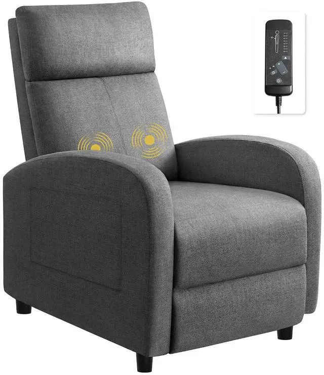 Main image of Massage Recliner Chair for Living Room Adjustable Fabric Reclining Chair Home Theater Seating Modern Winback Single Sofa for Adults with Footrest (Gray)