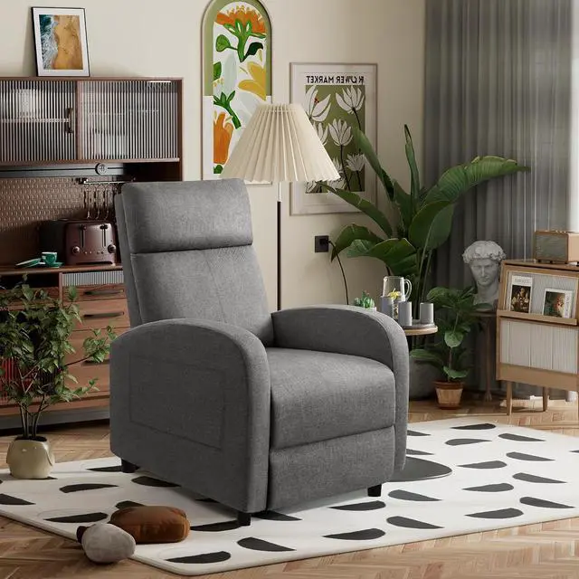 Alt view image 4 of 7 - Massage Recliner Chair for Living Room Adjustable Fabric Reclining Chair Home Theater Seating Modern Winback Single Sofa for Adults with Footrest (Gray)