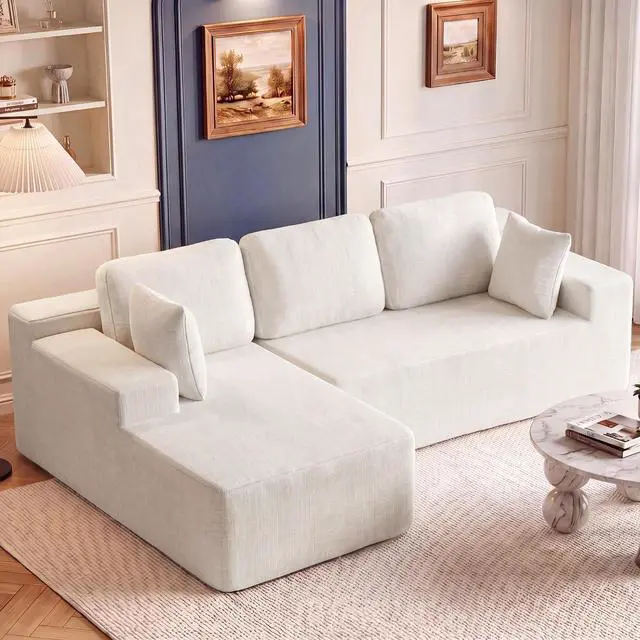 Main image of 110" Boneless Sectional Couch, Modular Sectional Sofa L-Shape Couch with Deep Seat, Cloud Comfy Boneless Couch for Living Room, No Assembly Required (Chenille, Beige)